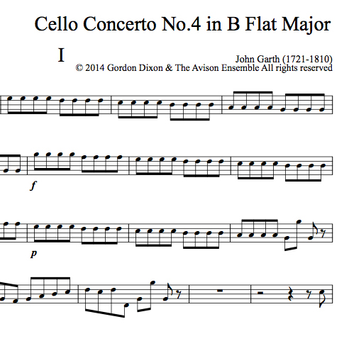 John Garth - Six Cello Concertos scores